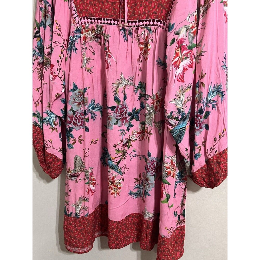 Johnny Was California Blouse Pink Button Up Floral Embroidered Oversized L - Picture 3 of 13